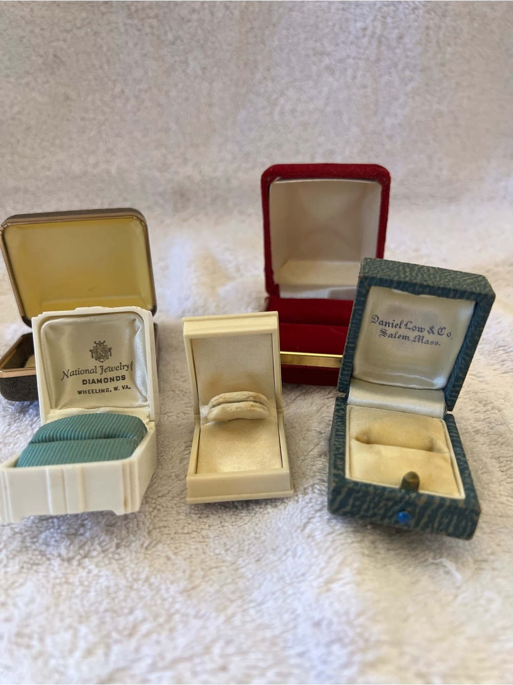 Vintage lot of 5 empty ring jewelry boxes